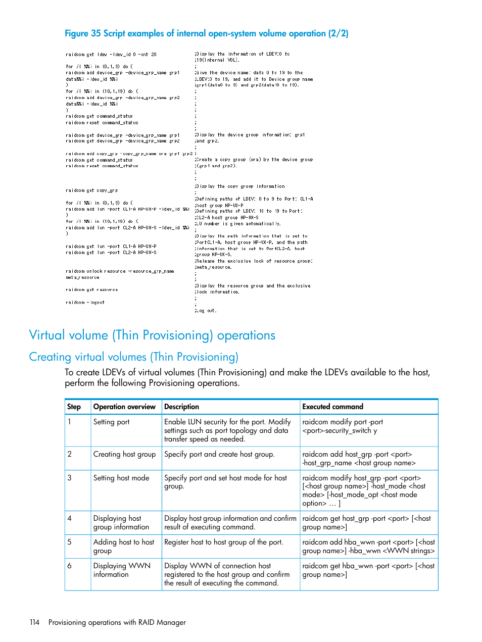 Virtual volume (thin provisioning) operations, Creating virtual volumes (thin provisioning) | HP XP P9500 Storage User Manual | Page 114 / 211