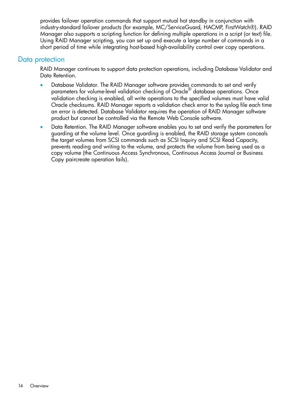 Data protection | HP XP P9500 Storage User Manual | Page 14 / 211