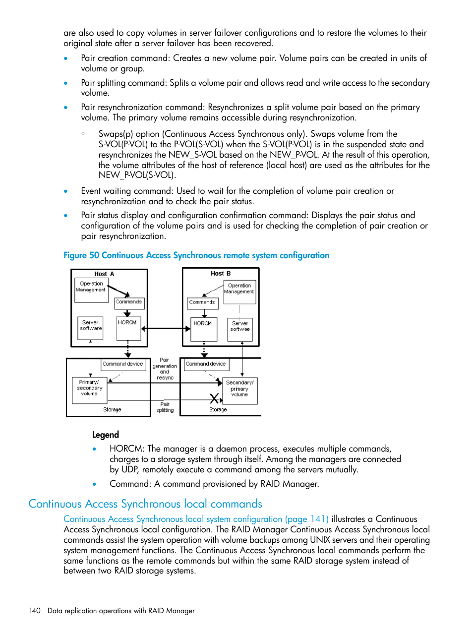 Continuous access synchronous local commands | HP XP P9500 Storage User Manual | Page 140 / 211