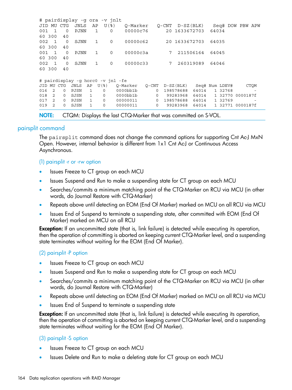 Pairsplit command | HP XP P9500 Storage User Manual | Page 164 / 211