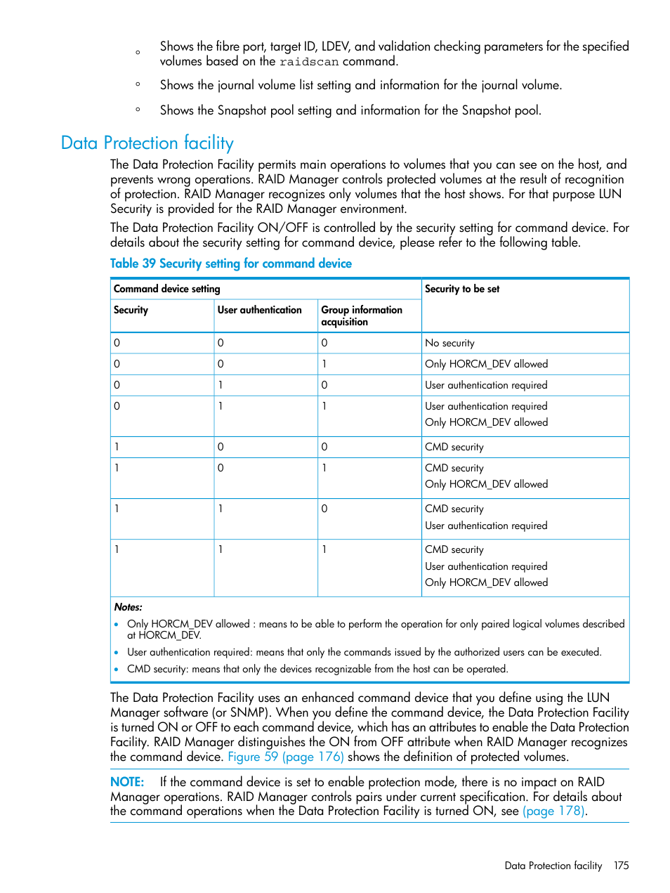 Data protection facility | HP XP P9500 Storage User Manual | Page 175 / 211