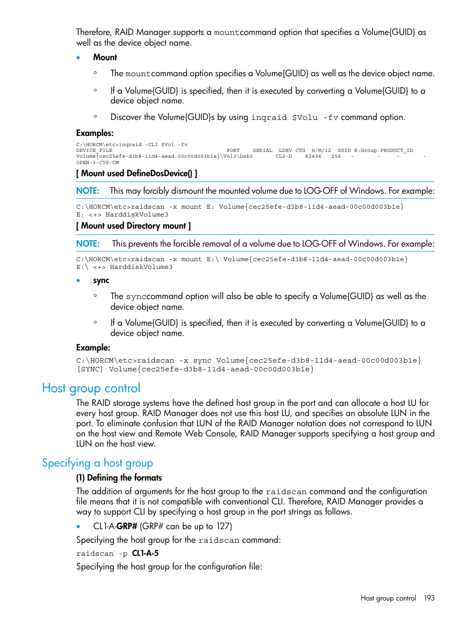 Host group control, Specifying a host group | HP XP P9500 Storage User Manual | Page 193 / 211