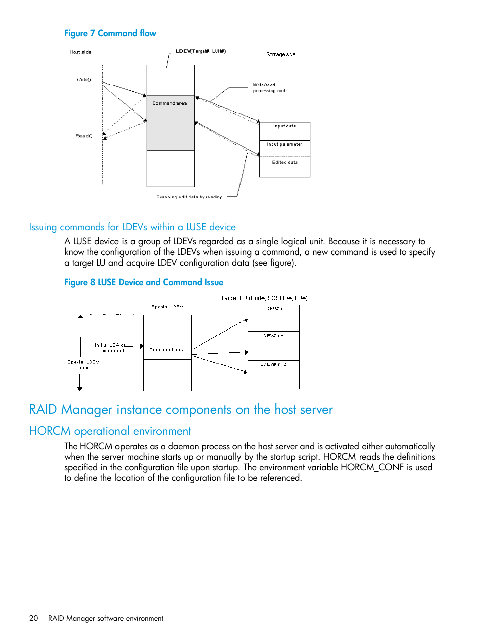 Issuing commands for ldevs within a luse device, Horcm operational environment | HP XP P9500 Storage User Manual | Page 20 / 211