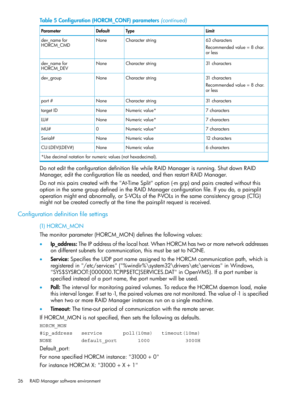 Configuration definition file settings | HP XP P9500 Storage User Manual | Page 26 / 211