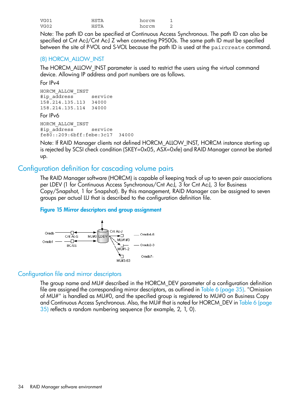 Configuration file and mirror descriptors | HP XP P9500 Storage User Manual | Page 34 / 211