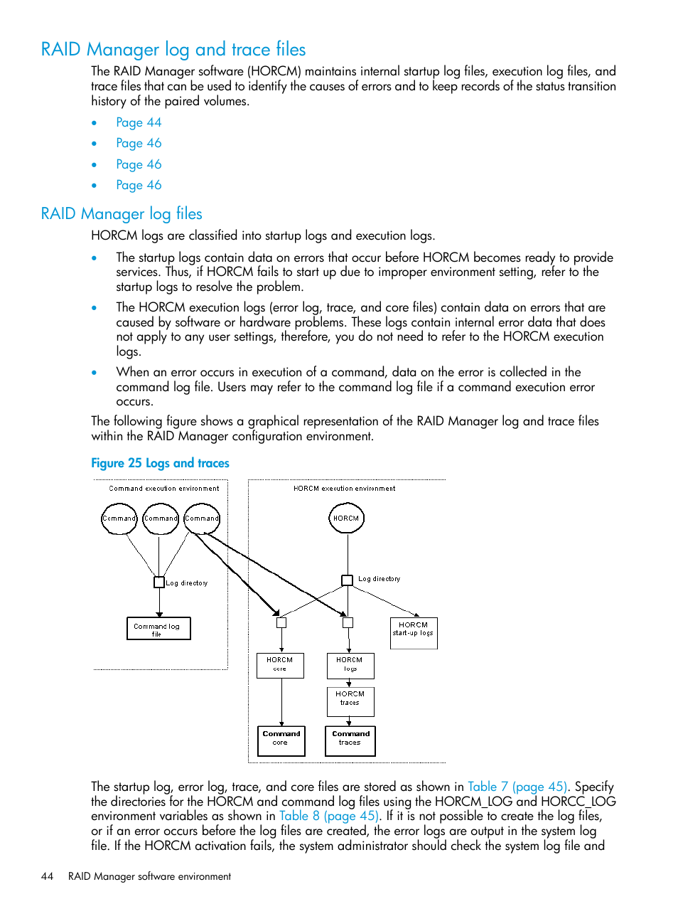 Raid manager log and trace files, Raid manager log files | HP XP P9500 Storage User Manual | Page 44 / 211