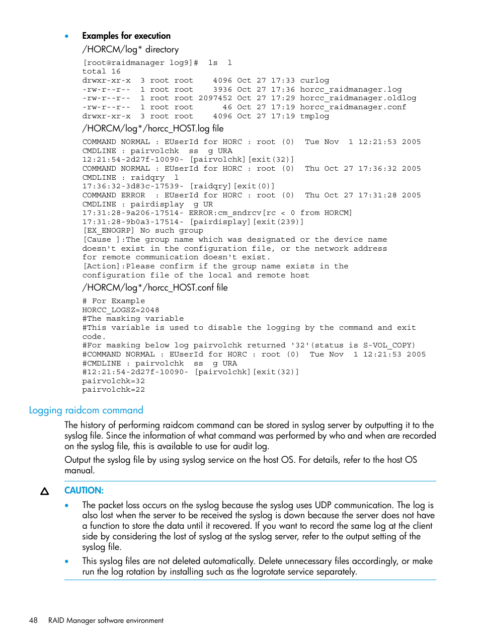 Logging raidcom command | HP XP P9500 Storage User Manual | Page 48 / 211