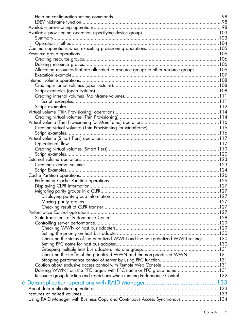 6 data replication operations with raid manager | HP XP P9500 Storage User Manual | Page 5 / 211