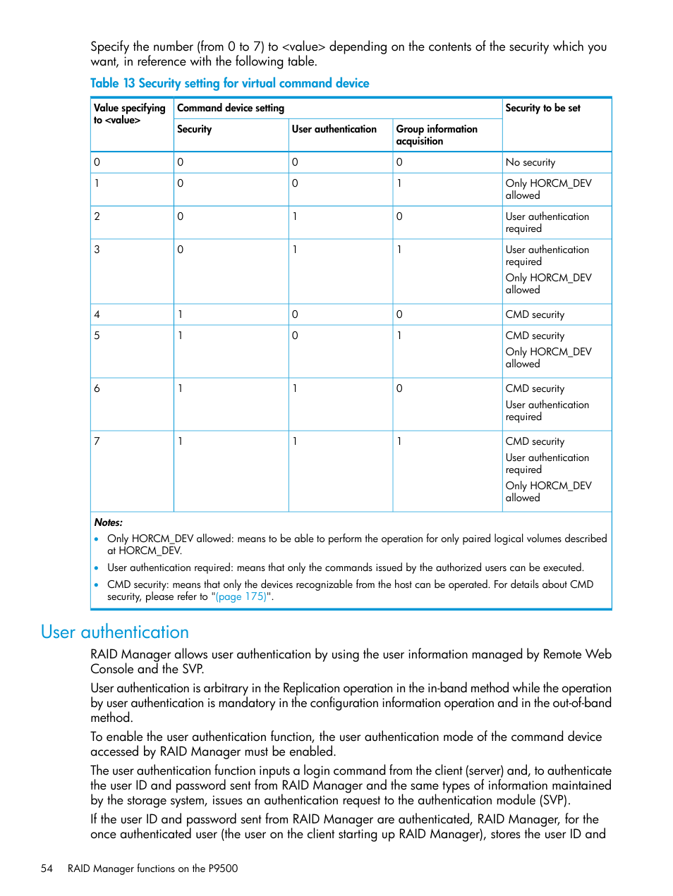 User authentication | HP XP P9500 Storage User Manual | Page 54 / 211