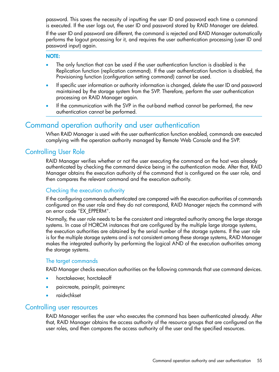 Controlling user role, Controlling user resources, Controlling user role controlling user resources | HP XP P9500 Storage User Manual | Page 55 / 211