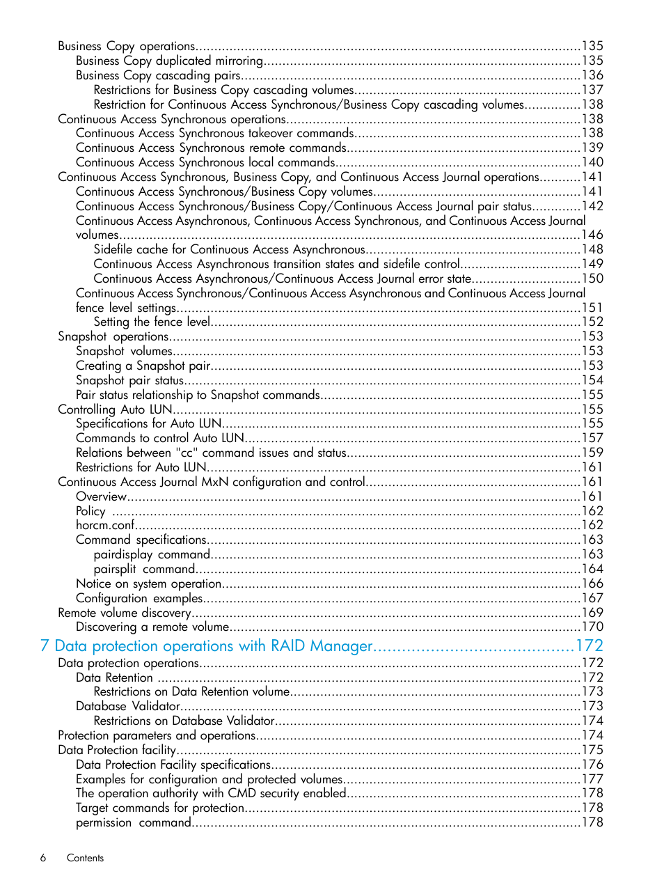 7 data protection operations with raid manager | HP XP P9500 Storage User Manual | Page 6 / 211