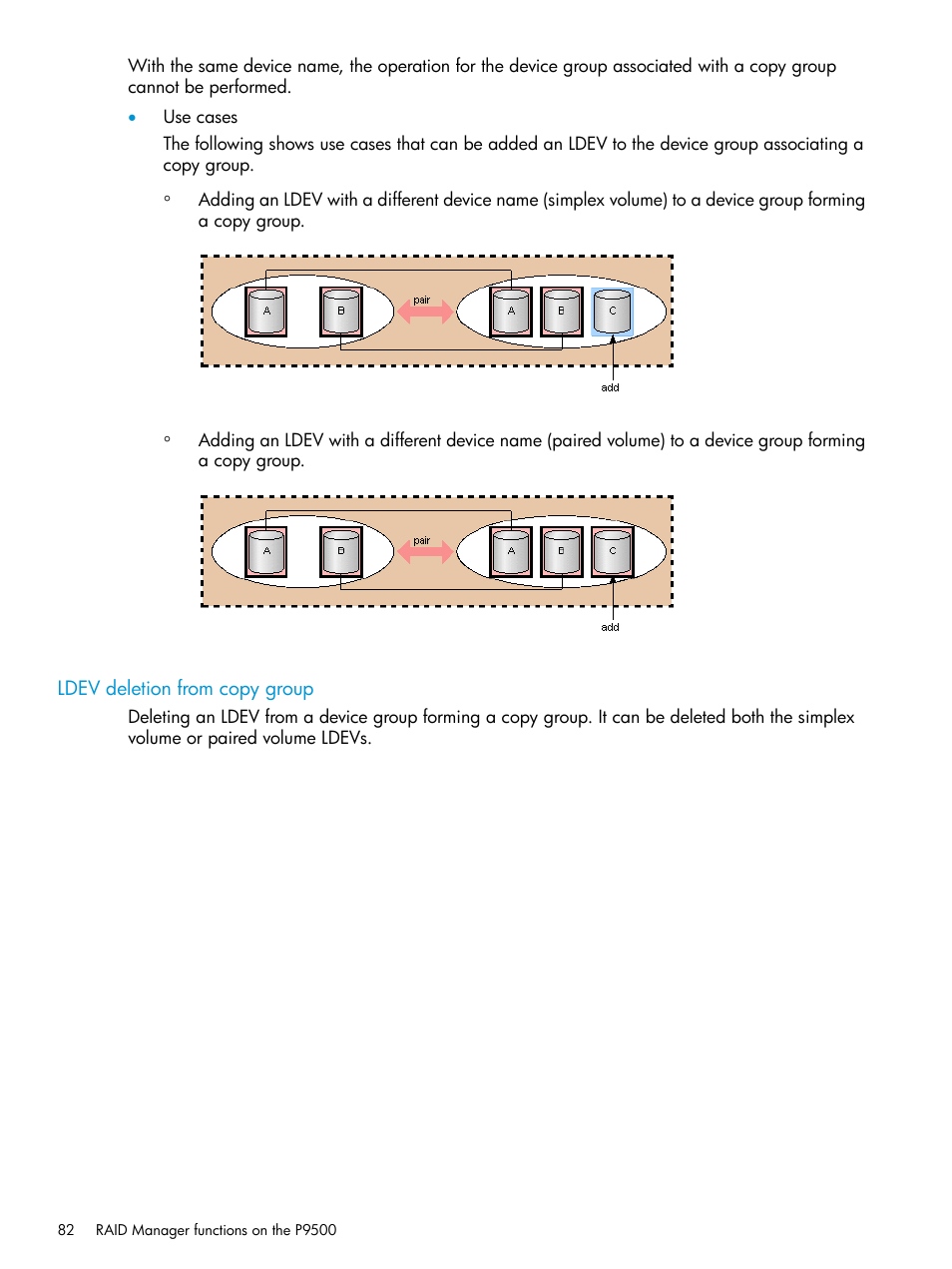 Ldev deletion from copy group | HP XP P9500 Storage User Manual | Page 82 / 211