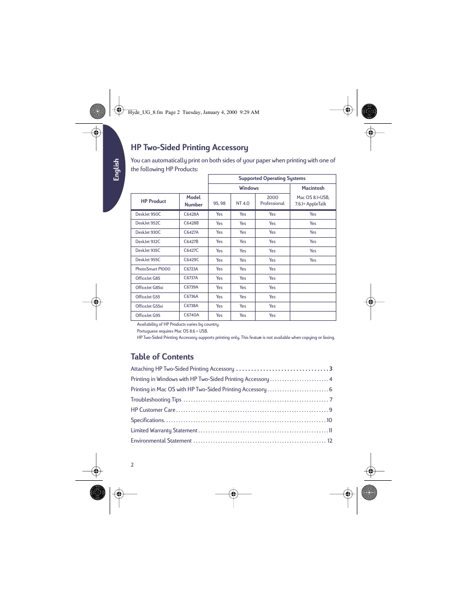 HP Deskjet 932c Printer User Manual | Page 2 / 96