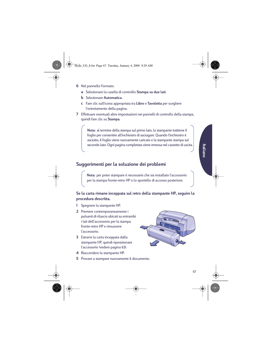 Suggerimenti per la soluzione dei problemi | HP Deskjet 932c Printer User Manual | Page 67 / 96