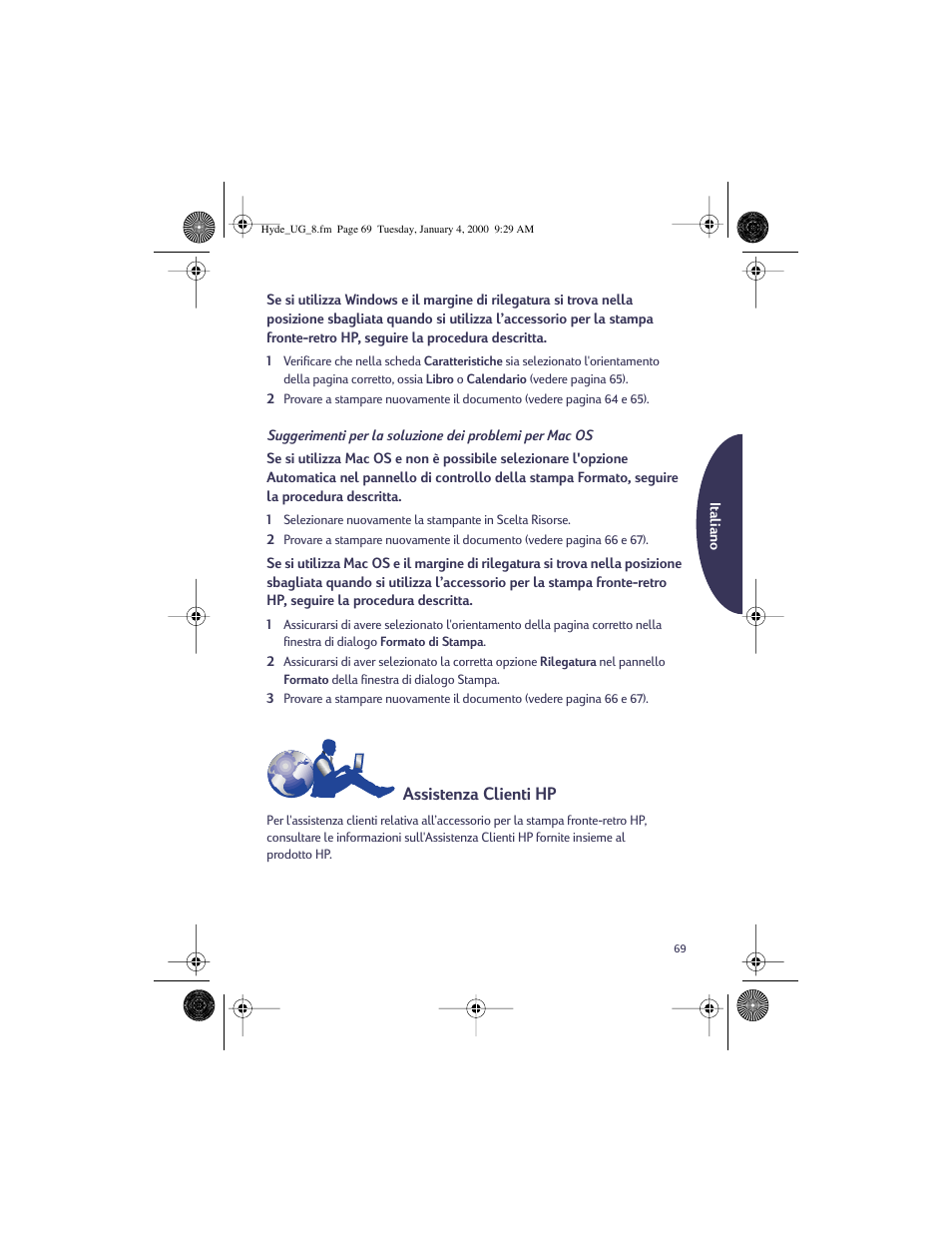Assistenza clienti hp | HP Deskjet 932c Printer User Manual | Page 69 / 96