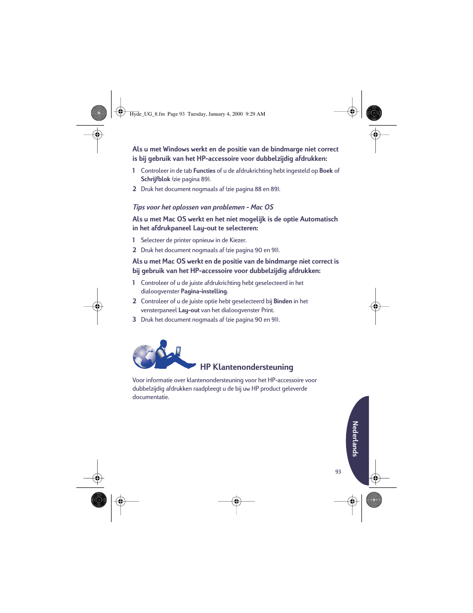 Hp klantenondersteuning | HP Deskjet 932c Printer User Manual | Page 93 / 96