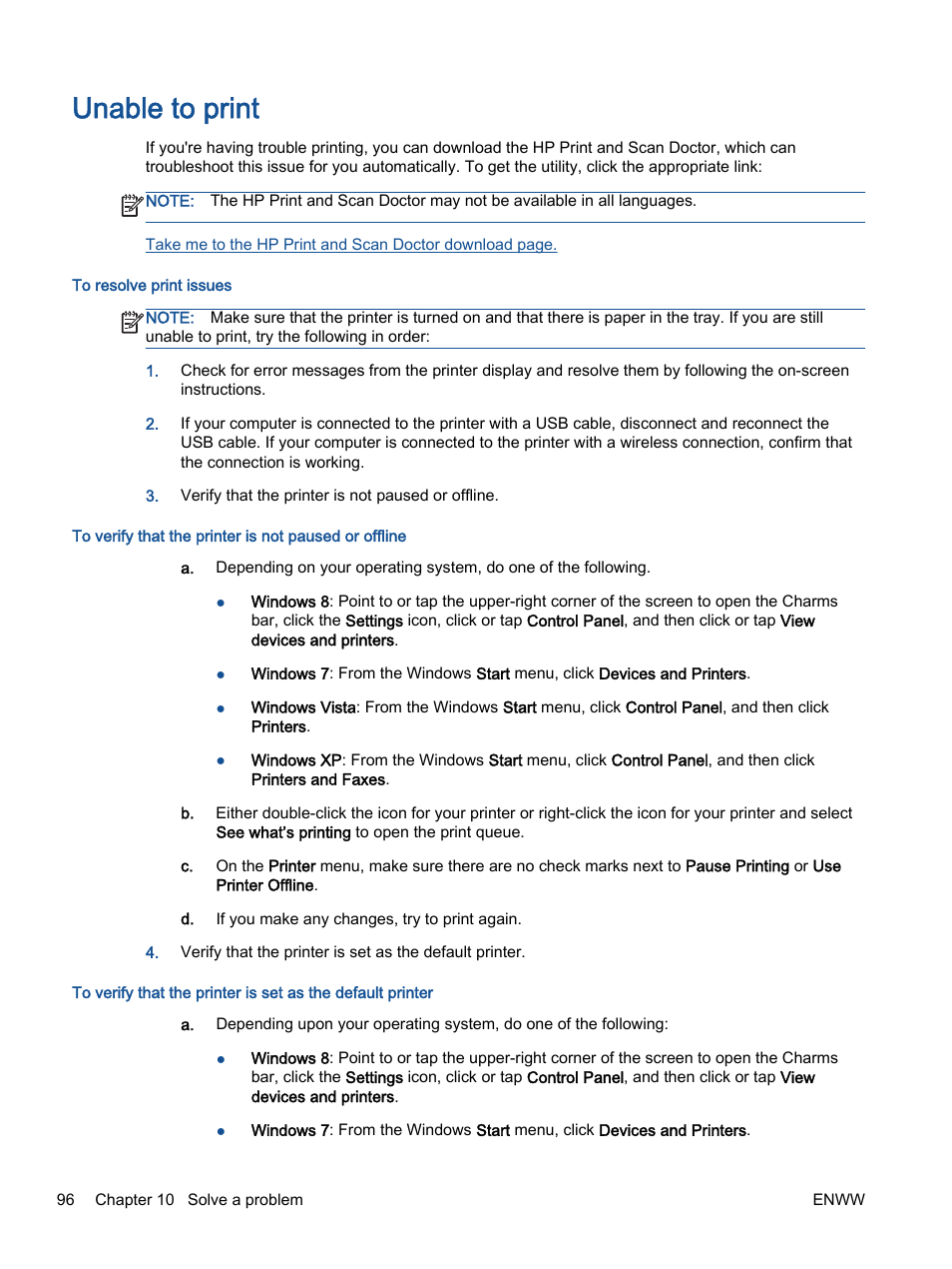 Unable to print | HP Officejet 4630 e-All-in-One Printer User Manual | Page 102 / 166