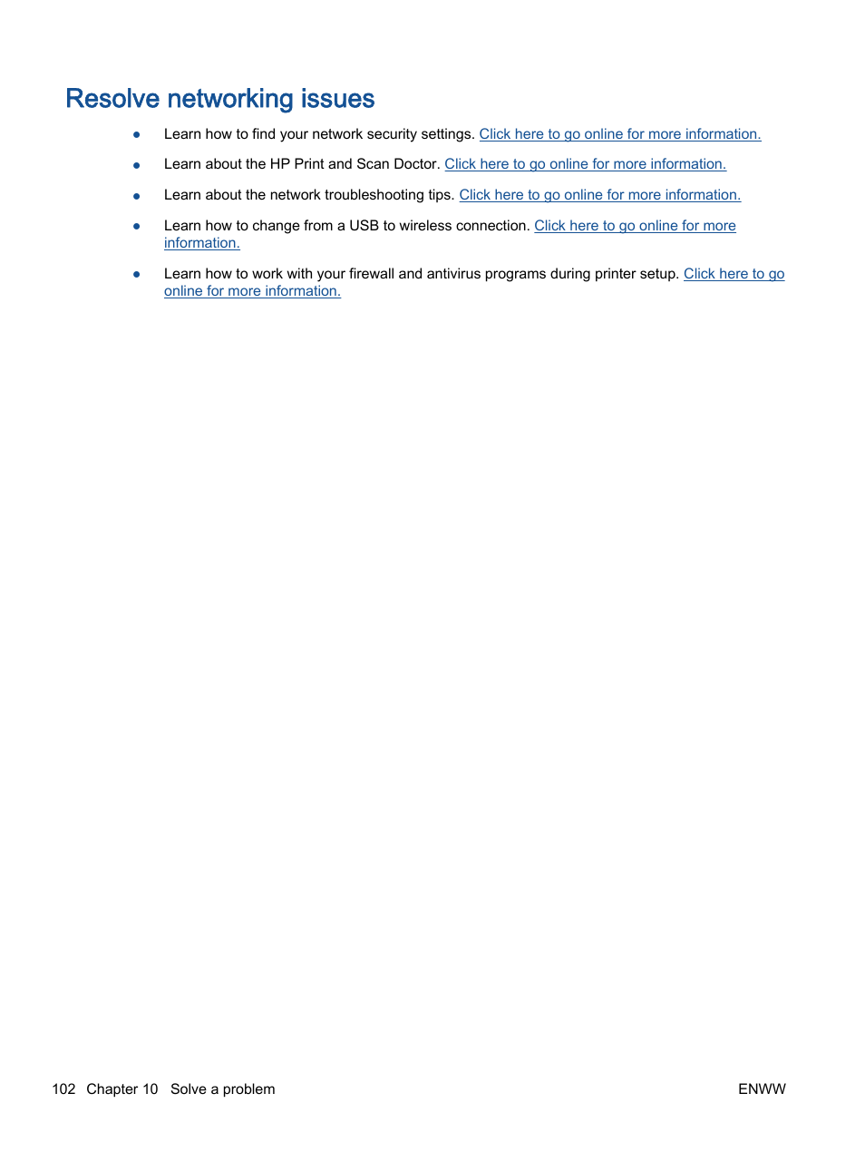 Resolve networking issues | HP Officejet 4630 e-All-in-One Printer User Manual | Page 108 / 166