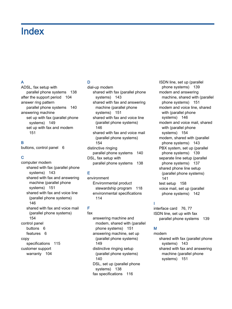 Index | HP Officejet 4630 e-All-in-One Printer User Manual | Page 165 / 166