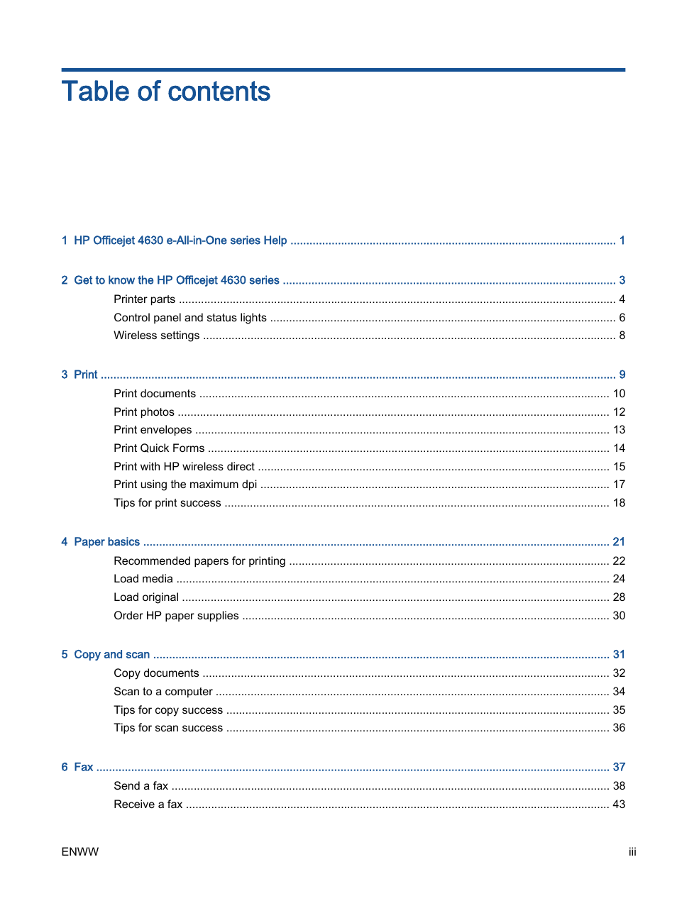 HP Officejet 4630 e-All-in-One Printer User Manual | Page 3 / 166