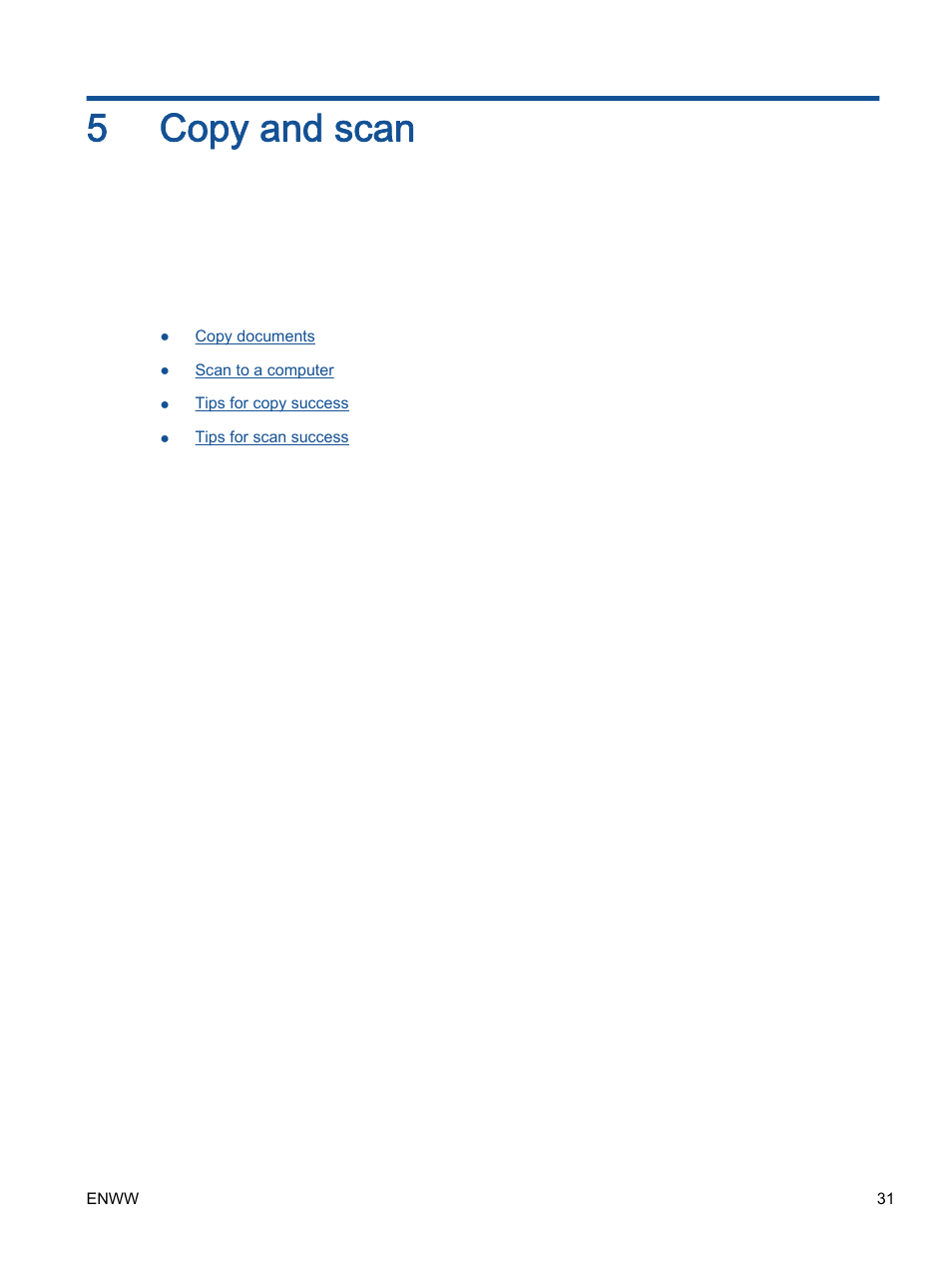 Copy and scan, 5 copy and scan, 5copy and scan | HP Officejet 4630 e-All-in-One Printer User Manual | Page 37 / 166