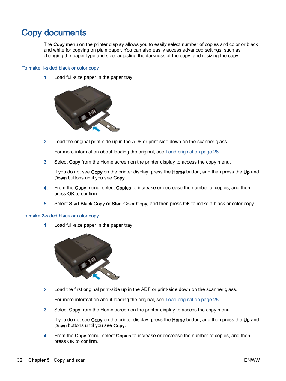 Copy documents | HP Officejet 4630 e-All-in-One Printer User Manual | Page 38 / 166