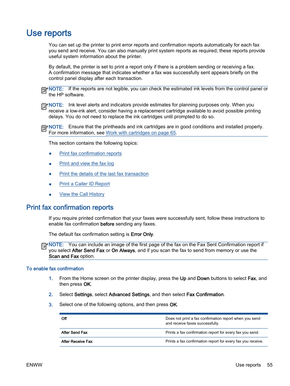 Use reports, Print fax confirmation reports | HP Officejet 4630 e-All-in-One Printer User Manual | Page 61 / 166