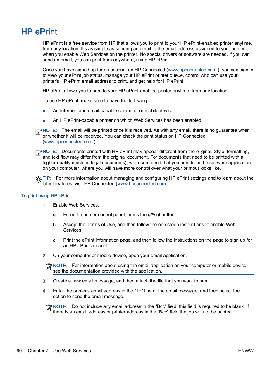 Hp eprint | HP Officejet 4630 e-All-in-One Printer User Manual | Page 66 / 166