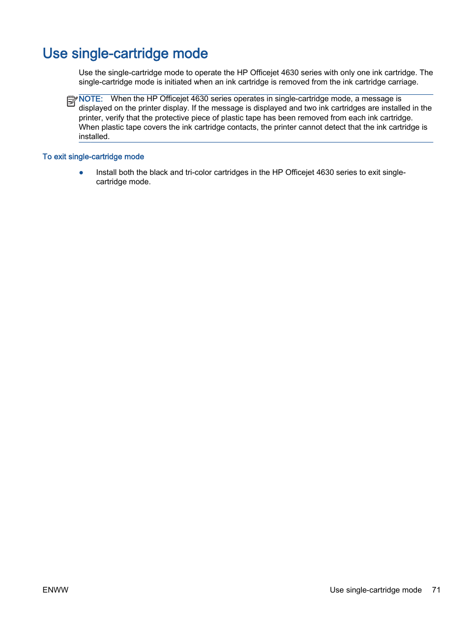 Use single-cartridge mode | HP Officejet 4630 e-All-in-One Printer User Manual | Page 77 / 166
