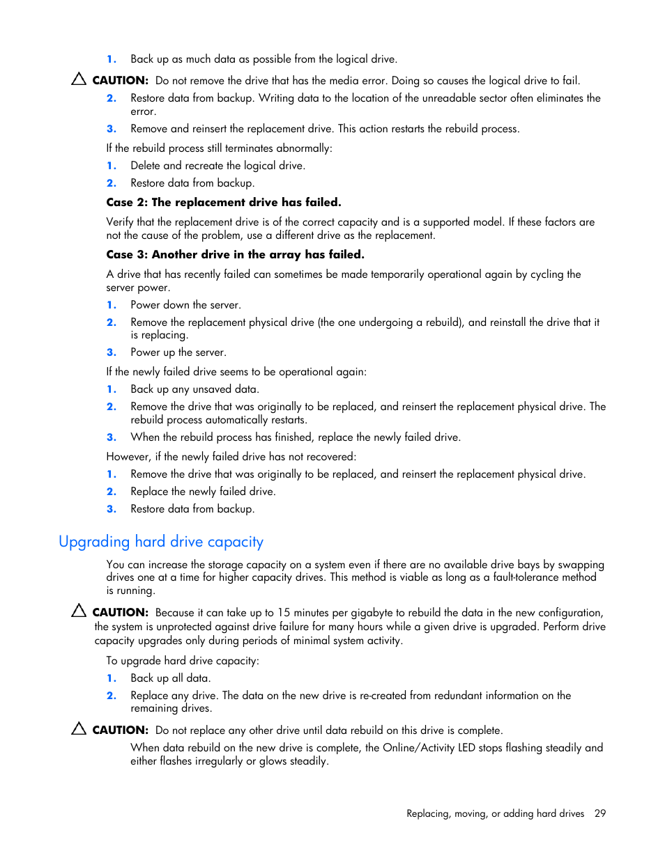 Upgrading hard drive capacity | HP ProLiant DL580 G4 Server User Manual | Page 29 / 41