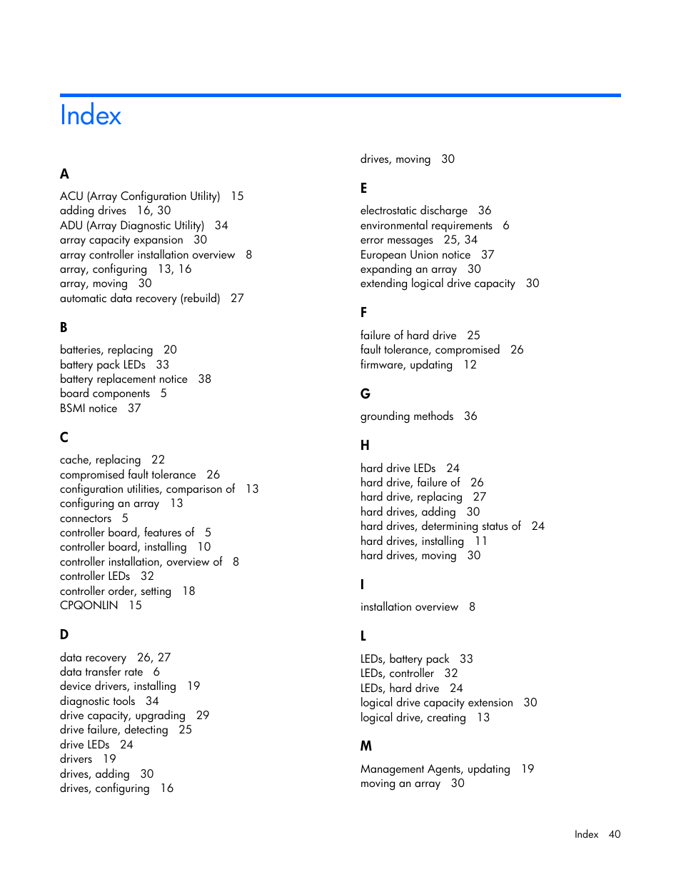 Index | HP ProLiant DL580 G4 Server User Manual | Page 40 / 41