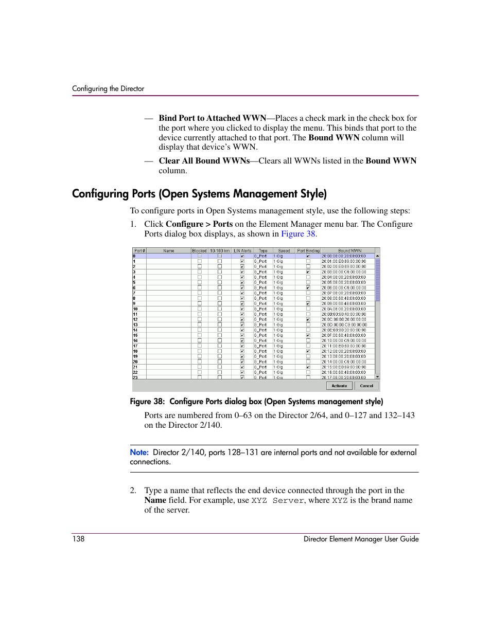 Configuring ports (open systems management style) | HP StorageWorks 2.140 Director Switch User Manual | Page 140 / 278