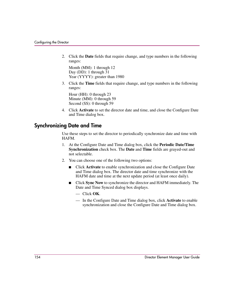 Synchronizing date and time | HP StorageWorks 2.140 Director Switch User Manual | Page 156 / 278