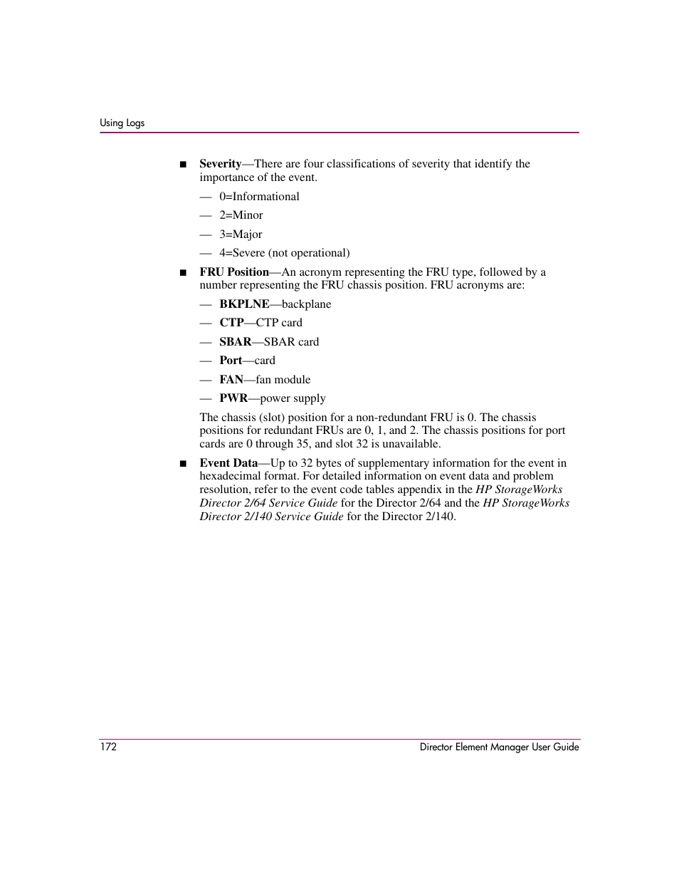 HP StorageWorks 2.140 Director Switch User Manual | Page 174 / 278