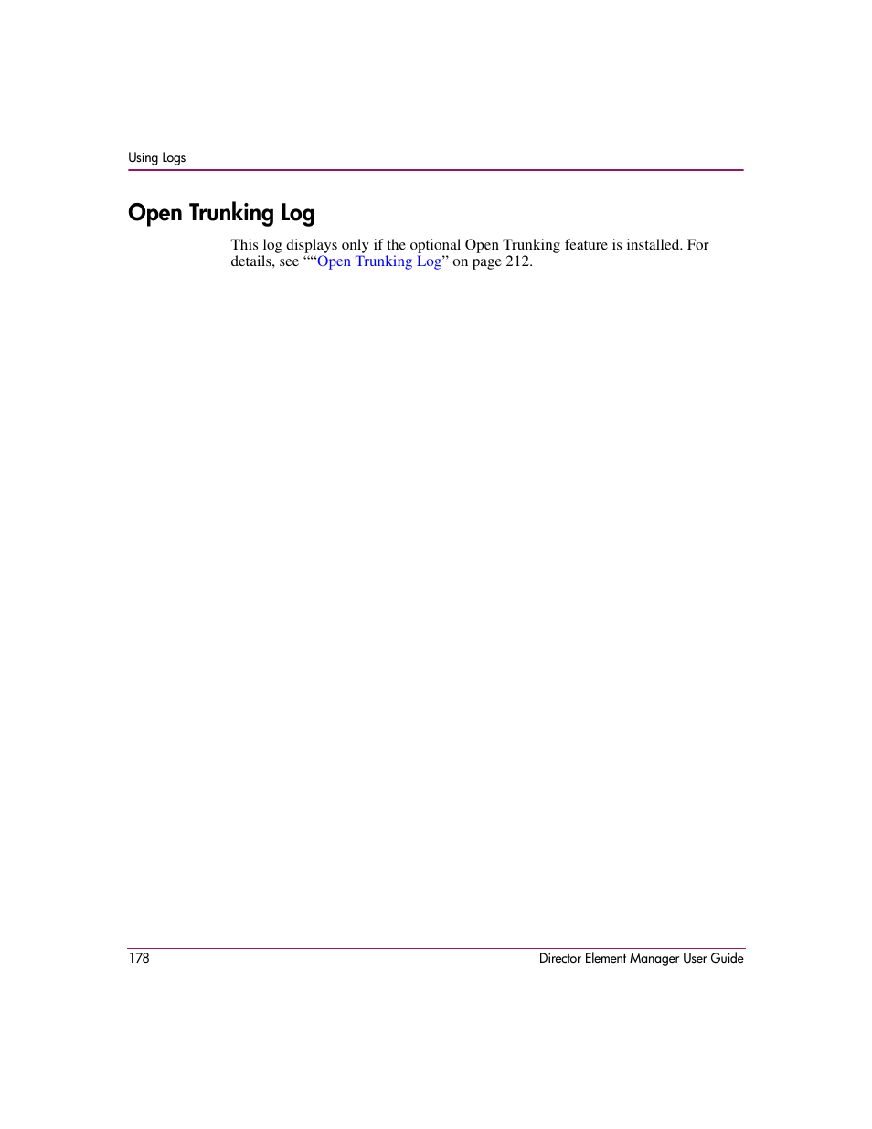 Open trunking log | HP StorageWorks 2.140 Director Switch User Manual | Page 180 / 278