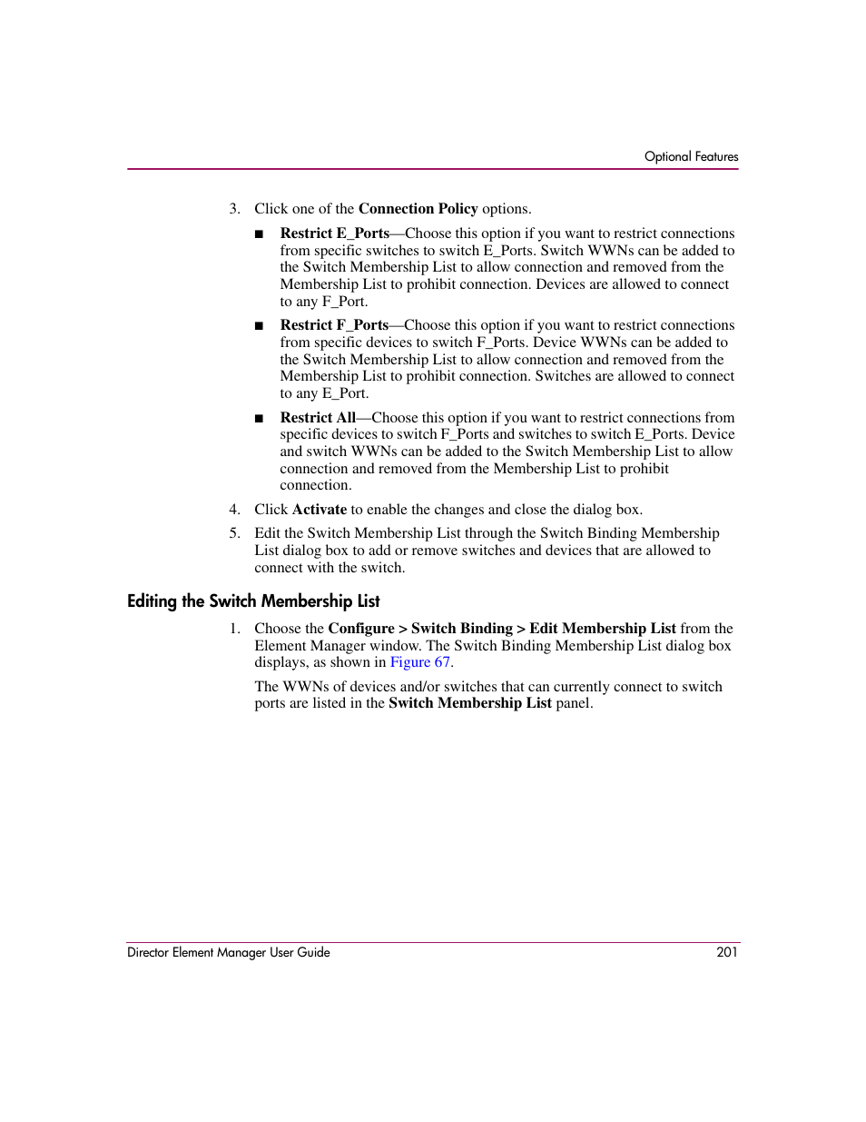 Editing the switch membership list | HP StorageWorks 2.140 Director Switch User Manual | Page 203 / 278