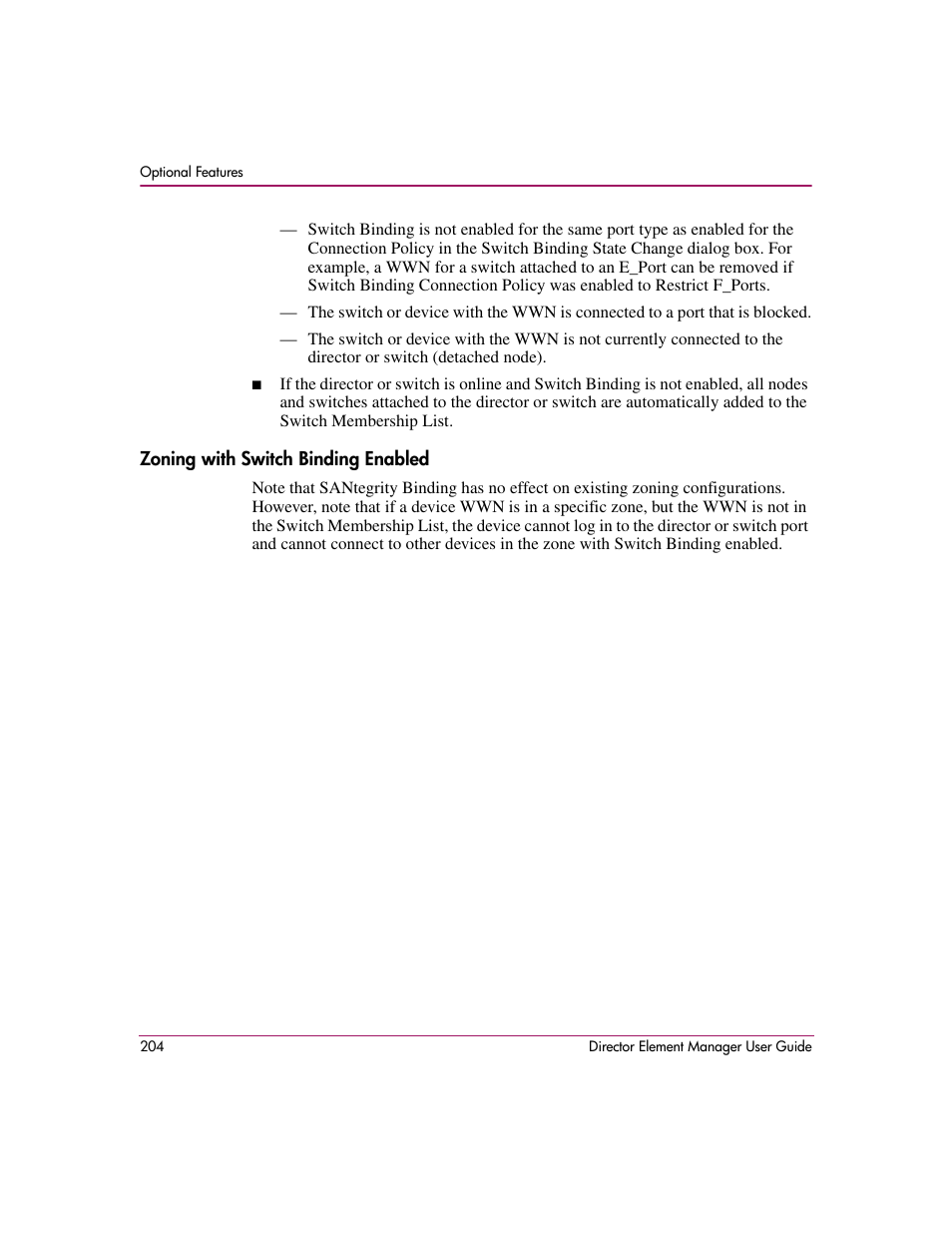 Zoning with switch binding enabled | HP StorageWorks 2.140 Director Switch User Manual | Page 206 / 278