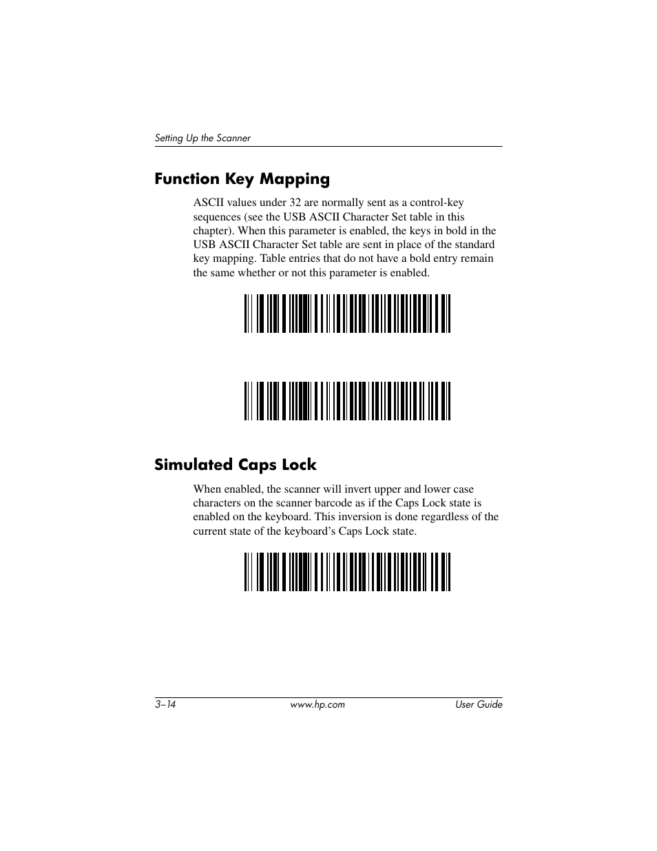 Function key mapping, Simulated caps lock, Function key mapping –14 simulated caps lock –14 | HP Point of Sale rp5000 User Manual | Page 24 / 60