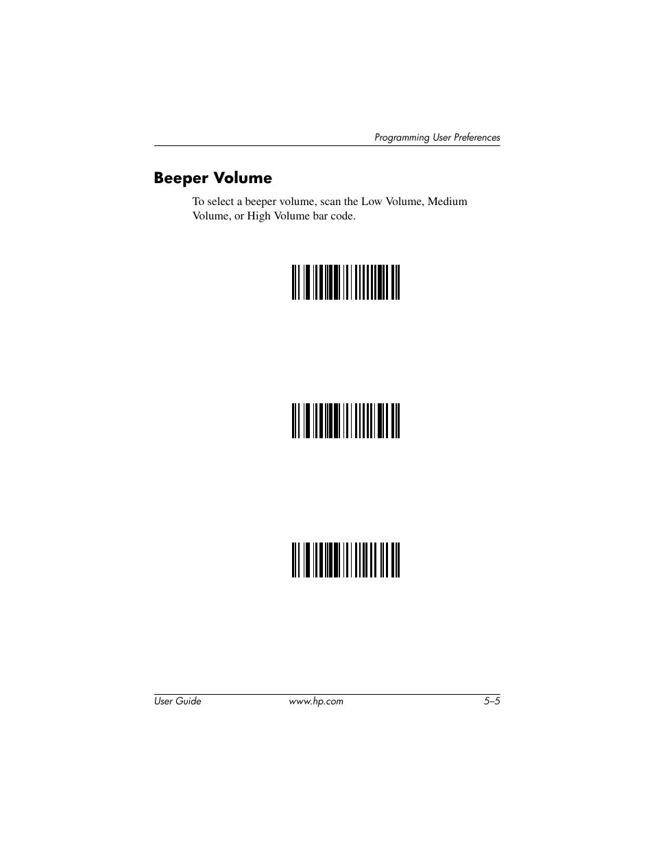 Beeper volume, Beeper volume –5 | HP Point of Sale rp5000 User Manual | Page 49 / 60