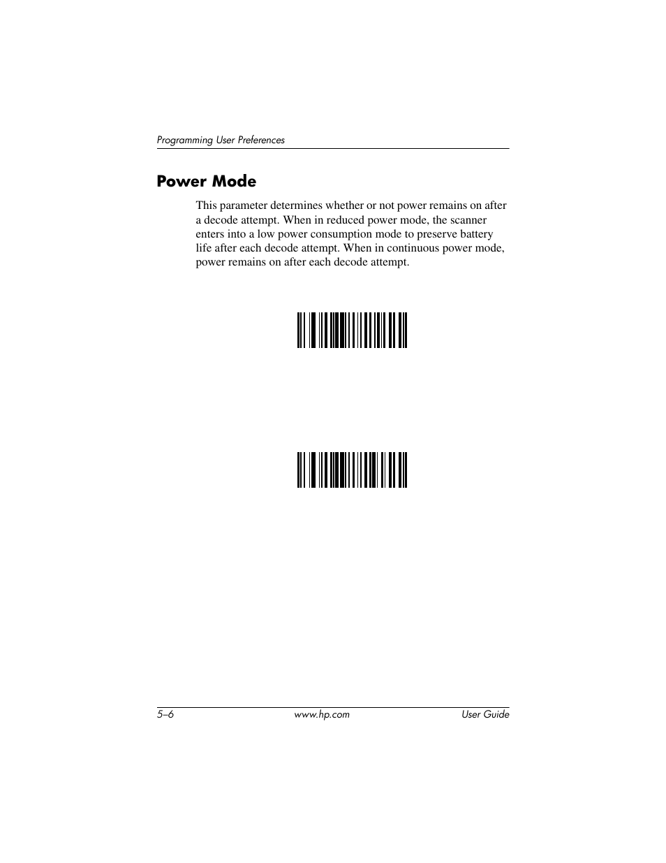 Power mode, Power mode –6 | HP Point of Sale rp5000 User Manual | Page 50 / 60