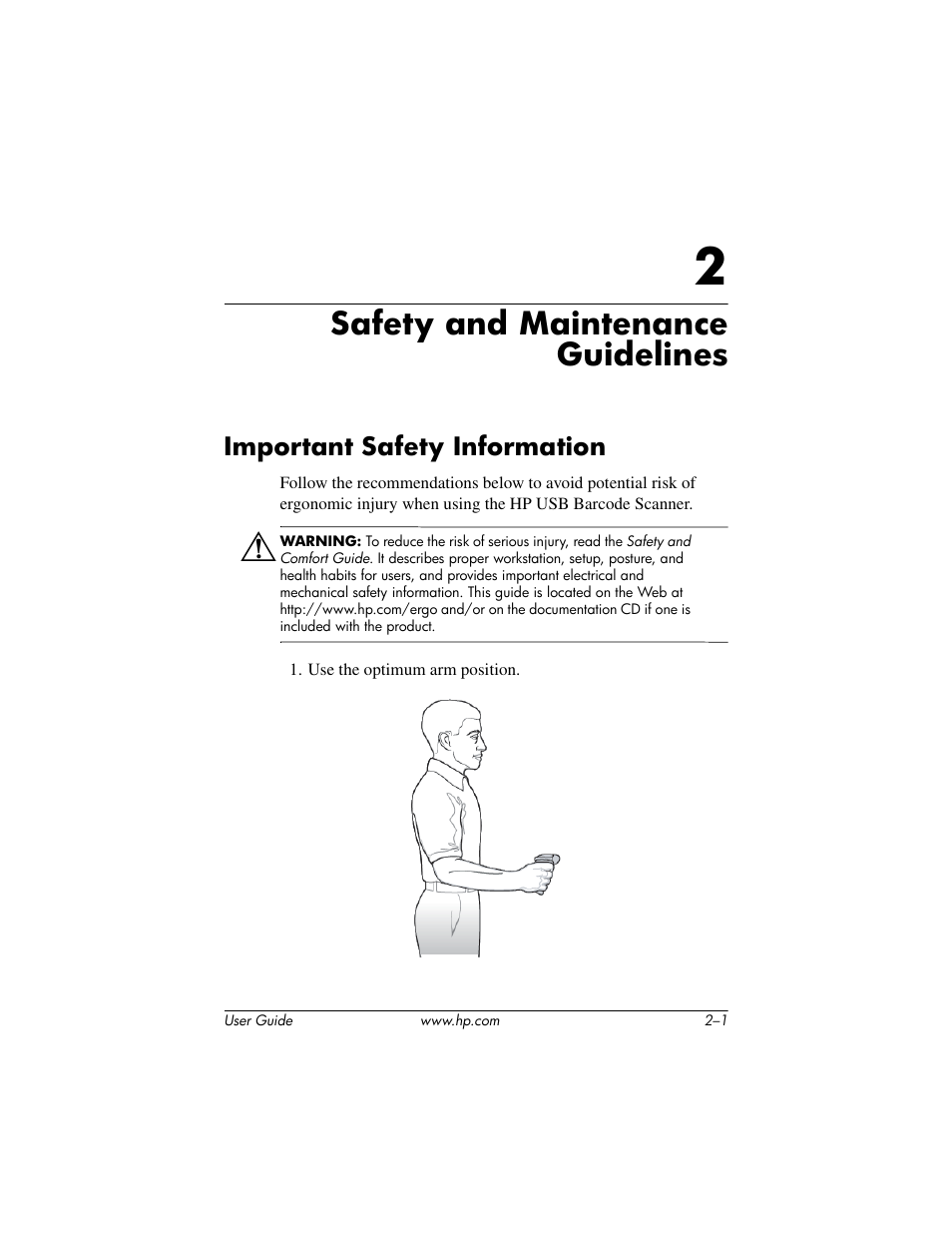 Safety and maintenance guidelines, Important safety information, 2 safety and maintenance guidelines | Important safety information –1 | HP Point of Sale rp5000 User Manual | Page 7 / 60