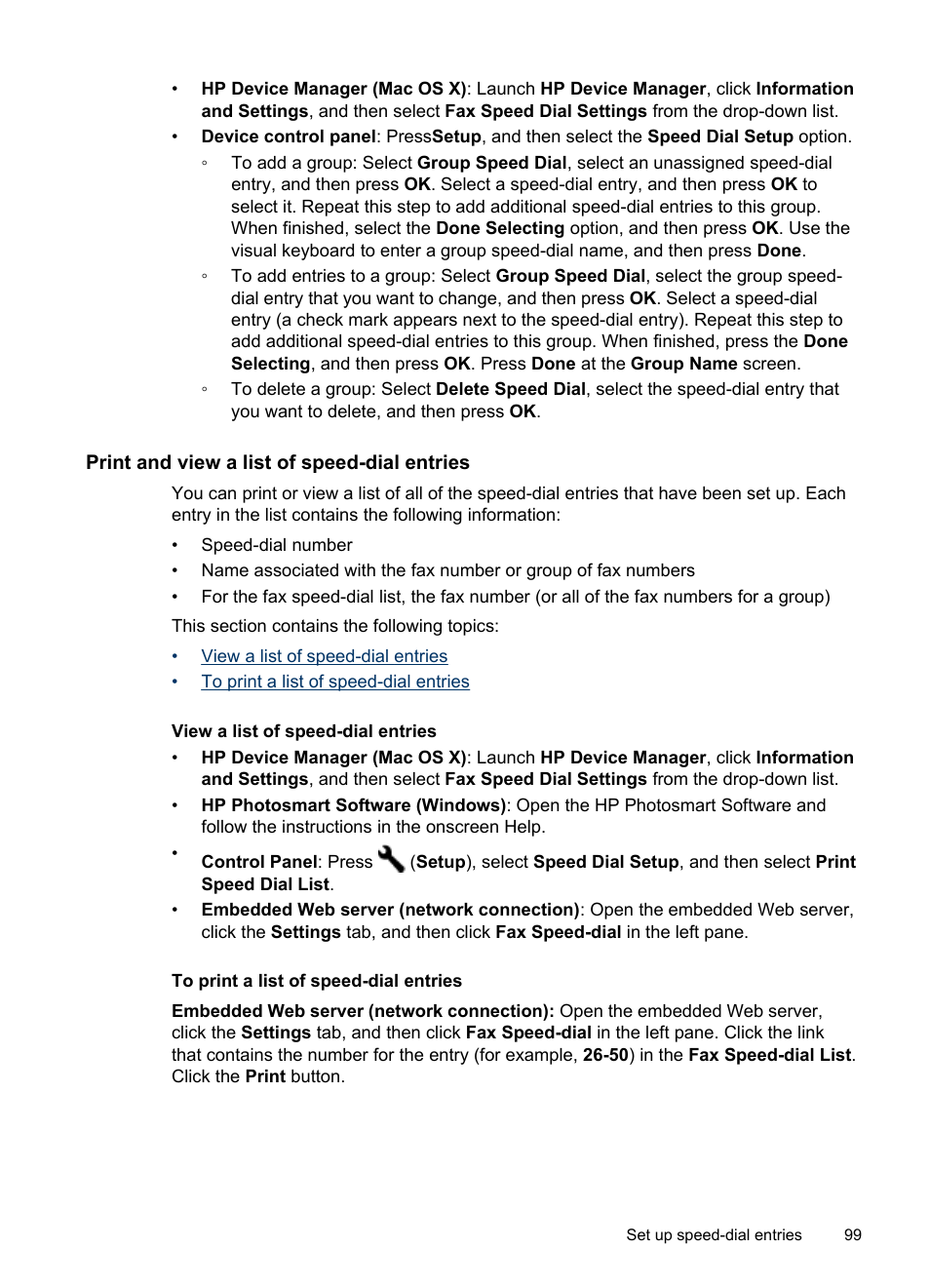 Print and view a list of speed-dial entries, View a list of speed-dial entries, To print a list of speed-dial entries | HP Officejet Pro 8500 User Manual | Page 103 / 306