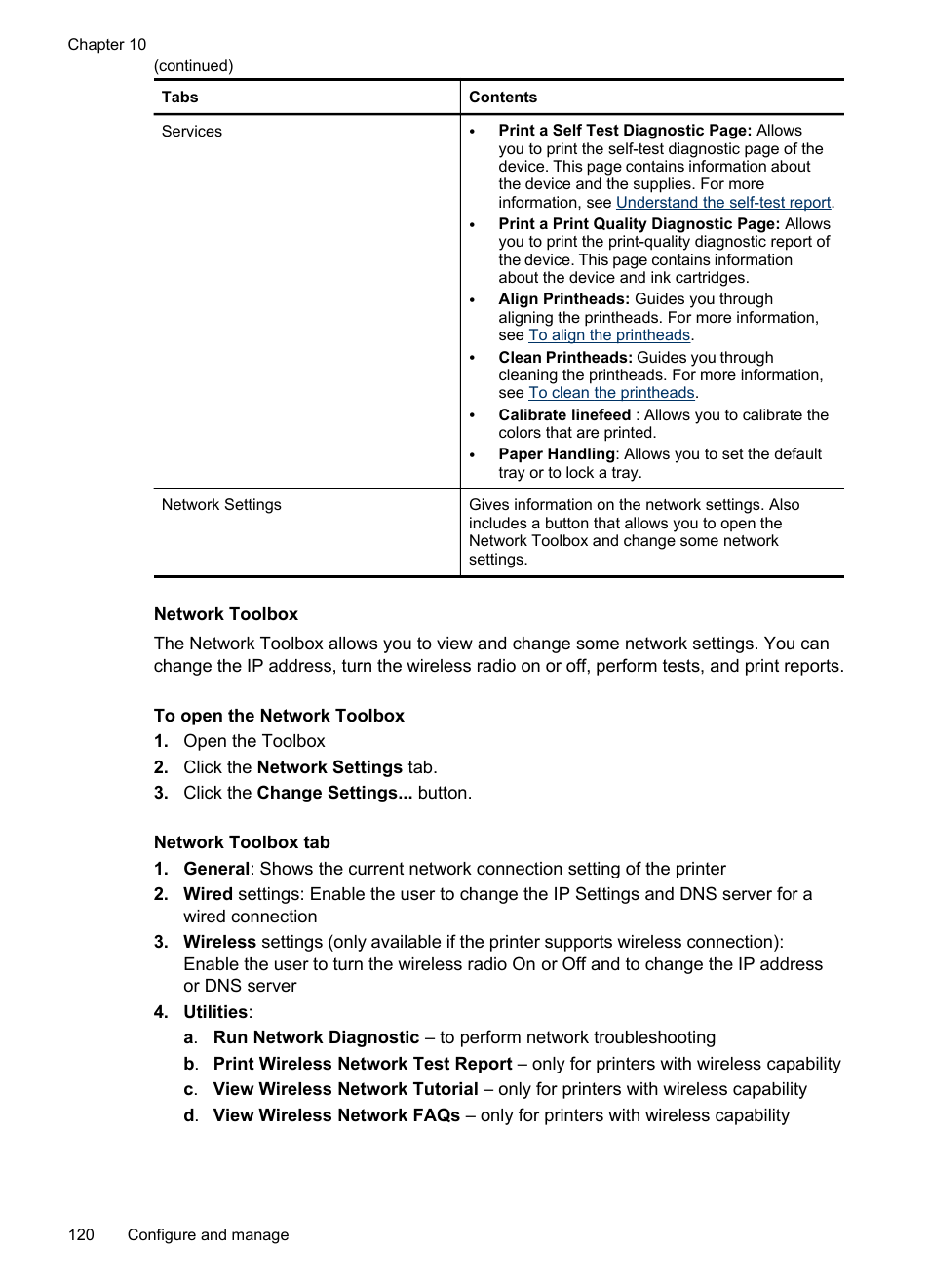 Network toolbox | HP Officejet Pro 8500 User Manual | Page 124 / 306