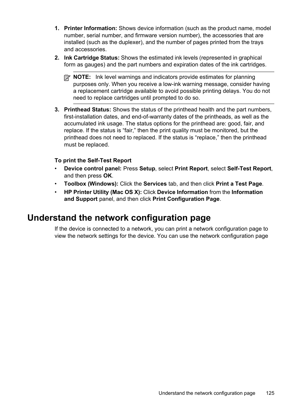 Understand the network configuration page | HP Officejet Pro 8500 User Manual | Page 129 / 306