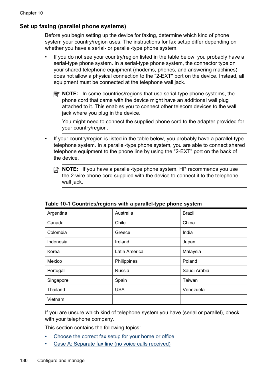 Set up faxing (parallel phone systems) | HP Officejet Pro 8500 User Manual | Page 134 / 306