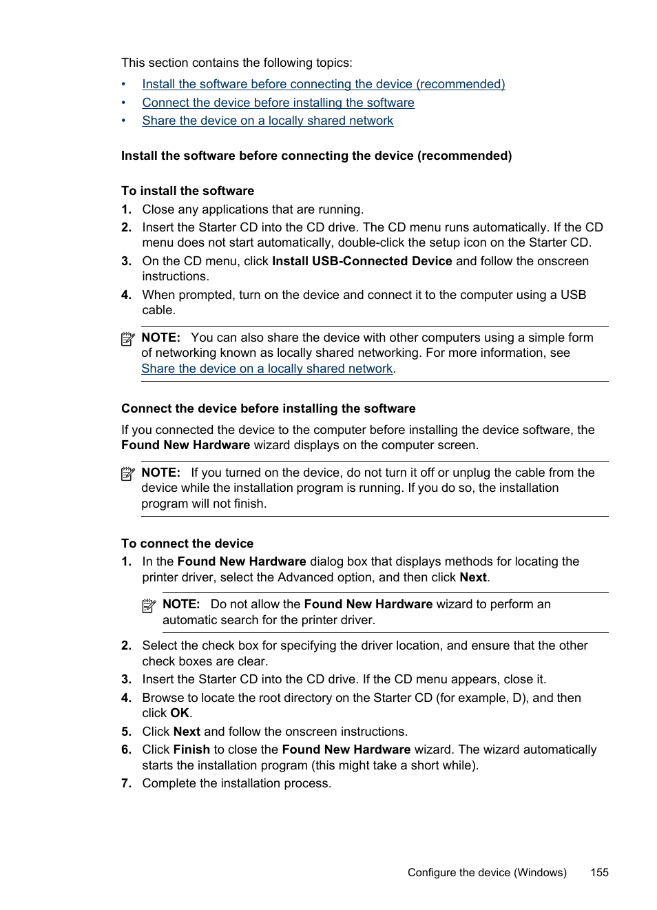 Connect the device before installing the software, Connect the device, Before installing the software | HP Officejet Pro 8500 User Manual | Page 159 / 306