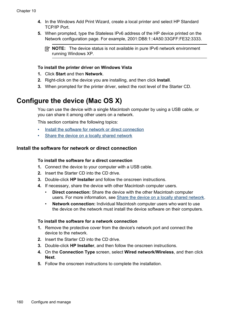 Configure the device (mac os x) | HP Officejet Pro 8500 User Manual | Page 164 / 306