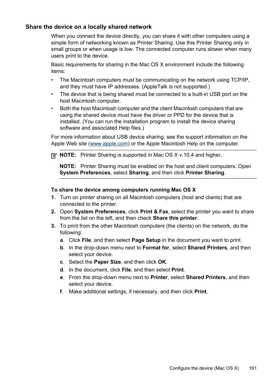 Share the device on a locally shared network | HP Officejet Pro 8500 User Manual | Page 165 / 306