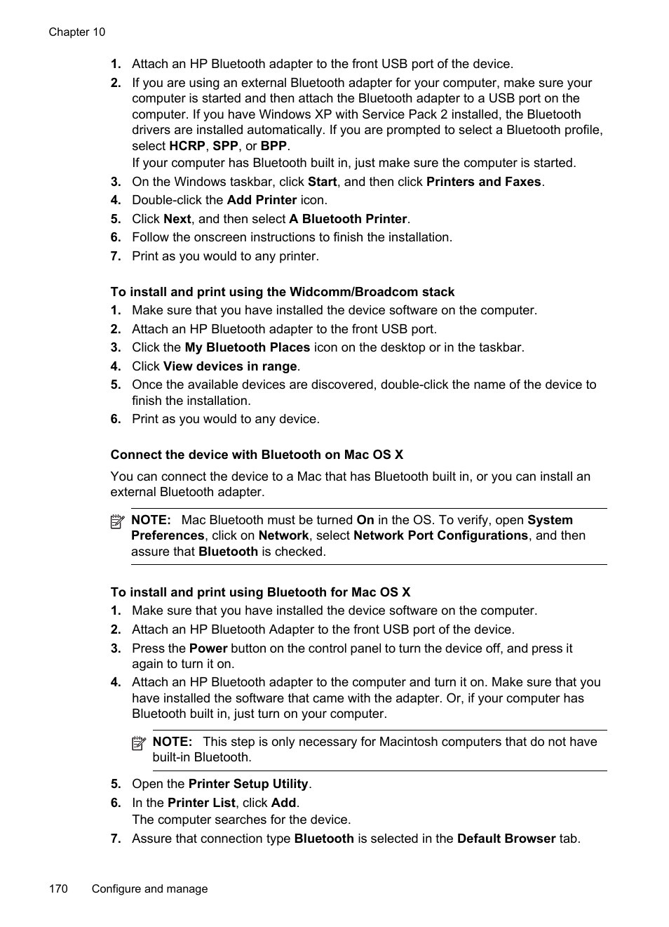 Connect the device with bluetooth on mac os x | HP Officejet Pro 8500 User Manual | Page 174 / 306