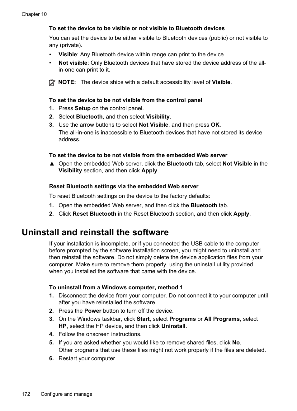 Uninstall and reinstall the software | HP Officejet Pro 8500 User Manual | Page 176 / 306